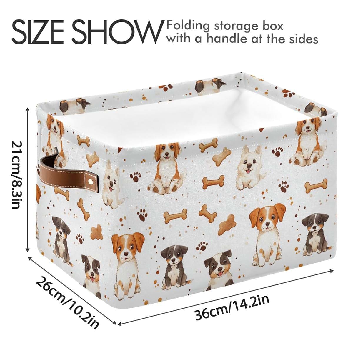 CWUPZAY Cartoon Dogs Toy Storage Basket Canvas Fabric Organizer