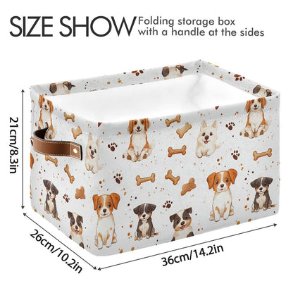 CWUPZAY Cartoon Dogs Toy Storage Basket Canvas Fabric Organizer