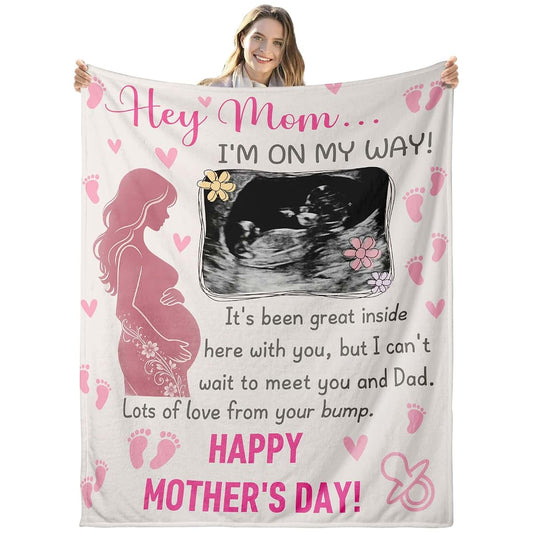 Frrahmen Personalized Baby Ultrasound Blanket - Custom Pregnancy Throw Blanket with Sonogram Photo New Mom Gift for