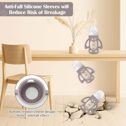 Silicone Bottle Sleeves for Pigeon 8.1 oz Baby Bottles - Protective Handles