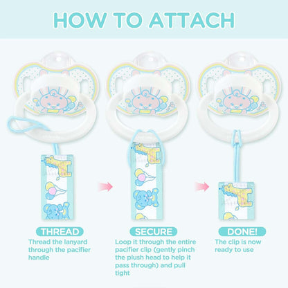 Littleforbig Adult Pacifier Clips Set - Pink Bunny And Blue Bear 2-Pack