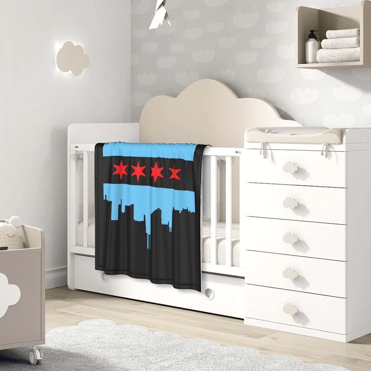 FULVO Baby Blanket Chicago Flag Skyline Baby Swaddle Blankets 30"X 40" Blanket Shower Gifts Toddler Bedding (photo 2)