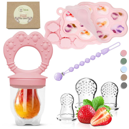 o'doe Set 1 : O’doe Silicone Baby Popsicle Molds & 1 Baby Food Feeders with 1 Clip, 1-Pack Freezer Tray with Lid
