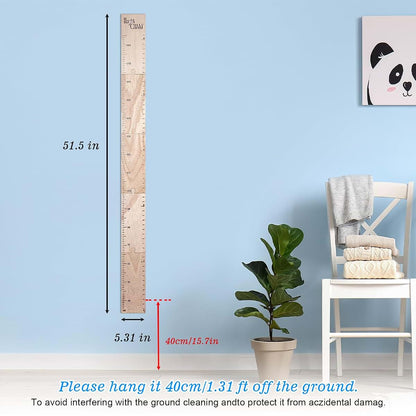 Wooden Kids Growth Height Chart with Dual Scale Measurement
