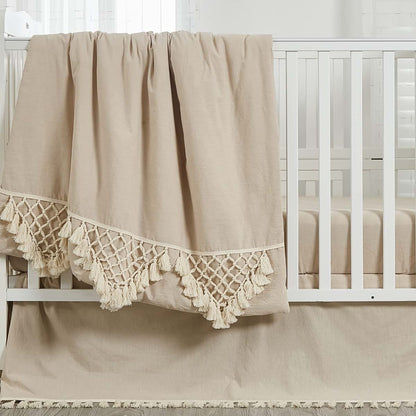 Brandream Boho Macrame Cotton Crib Bedding Set for Nursery Decor