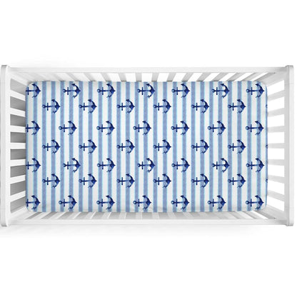 Nautical Life Navy Nautical Fitted Crib Mattress Sheets for Nursery Bedding