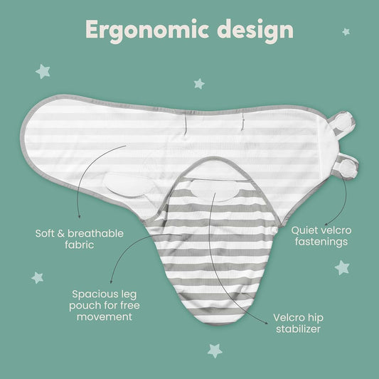 CuddleBug Velcro Baby Swaddles 0-3 Months, 3-Pack Cotton Sleep Sack