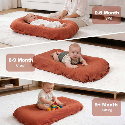 BabyOneStop Baby Lounger for Newborn 0-24 Months, Soft Cotton Infant Support Cushion with Travel Bag