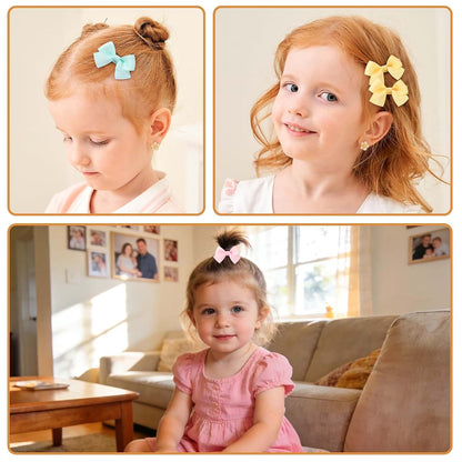 40-Piece Mini Grosgrain Ribbon Baby Hair Bow Clip Set for Girls