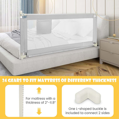 Glacer Bed Rail For Toddlers, 77" Extra Long Height Adjustable Guard