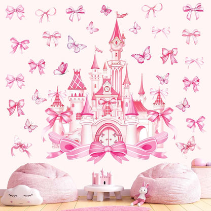 wondever Wall Decals Set - Large Castle & Butterfly Stickers for Nursery Decor