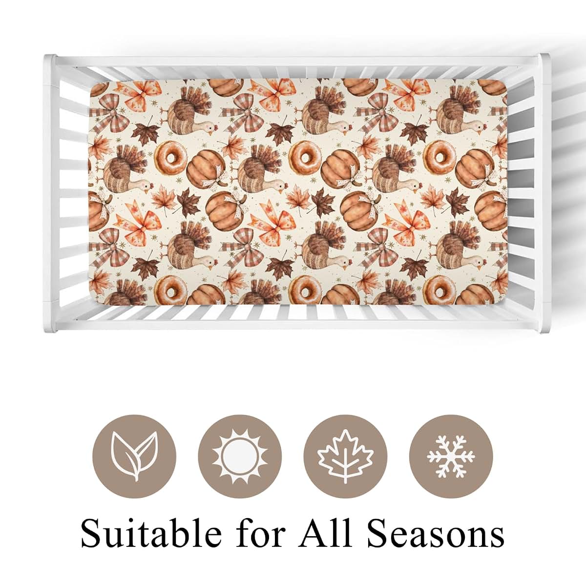 Wicbfdfv Crib Sheet With Thanksgiving Turkey Pattern (photo 2)