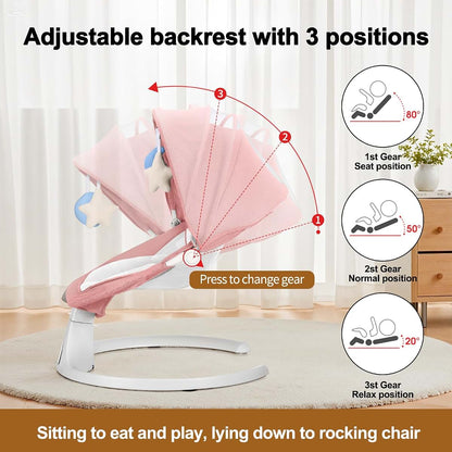 DEAREST BABY Baby Swing 3 in 1 Multifunctional Infant Rocker, Portable with Remote Control, 5-Point Seat Belt, 5 Auto (photo 4)