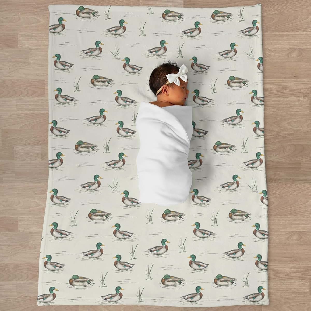 Hunting Ducks Flannel Swaddle Receiving Blanket for Infant and Toddler Use