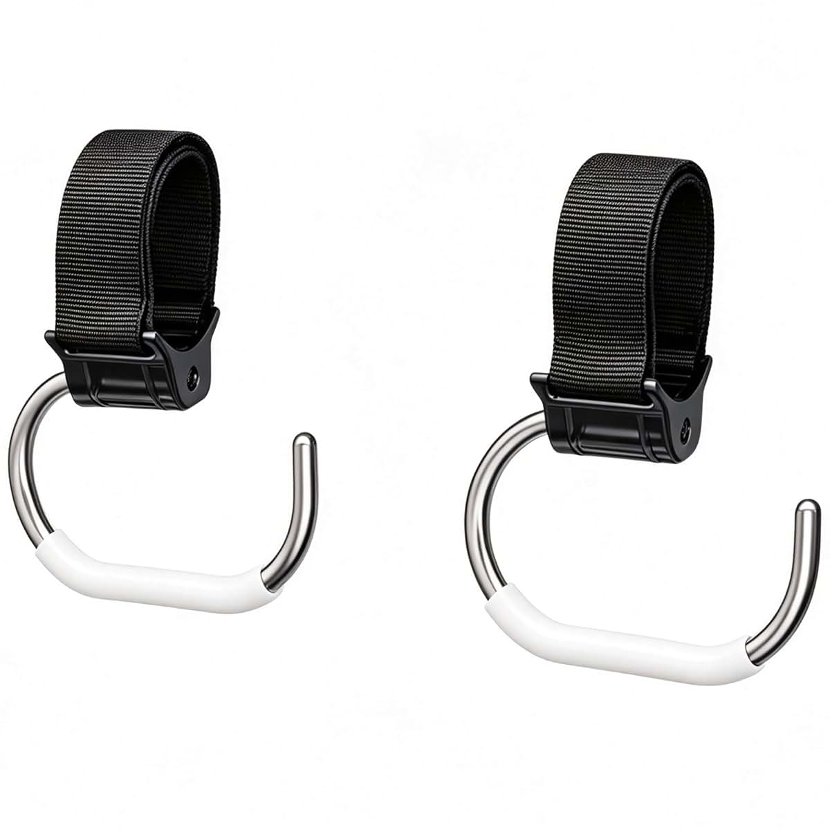 BabyOneStop Stroller Hooks for Bags 2 Pack - Universal Heavy Duty Clips with Silicone Surface