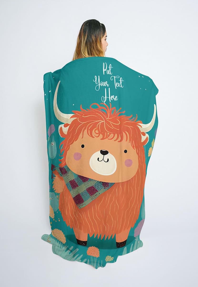 CAPITUNEISKINEPA Personalized Scottish Highland Cow Gifts - Personalized Baby Blankets for Girls and Boys, Highland Cow (photo 4)