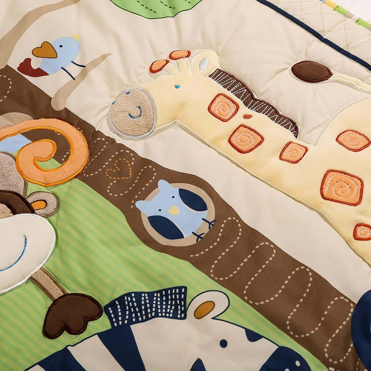 MUTZOBIIBY Jungle Animal Safari 3-Piece Crib Bedding Set, 28x52