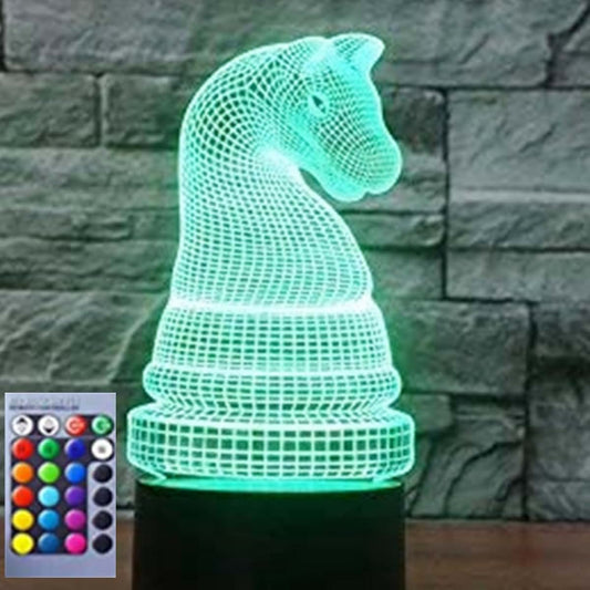Jinnwell 3D Chess Night Light Lamp Illusion 16 Color Changing Table Desk Decoration Lamps Gift with Acrylic Flat ABS