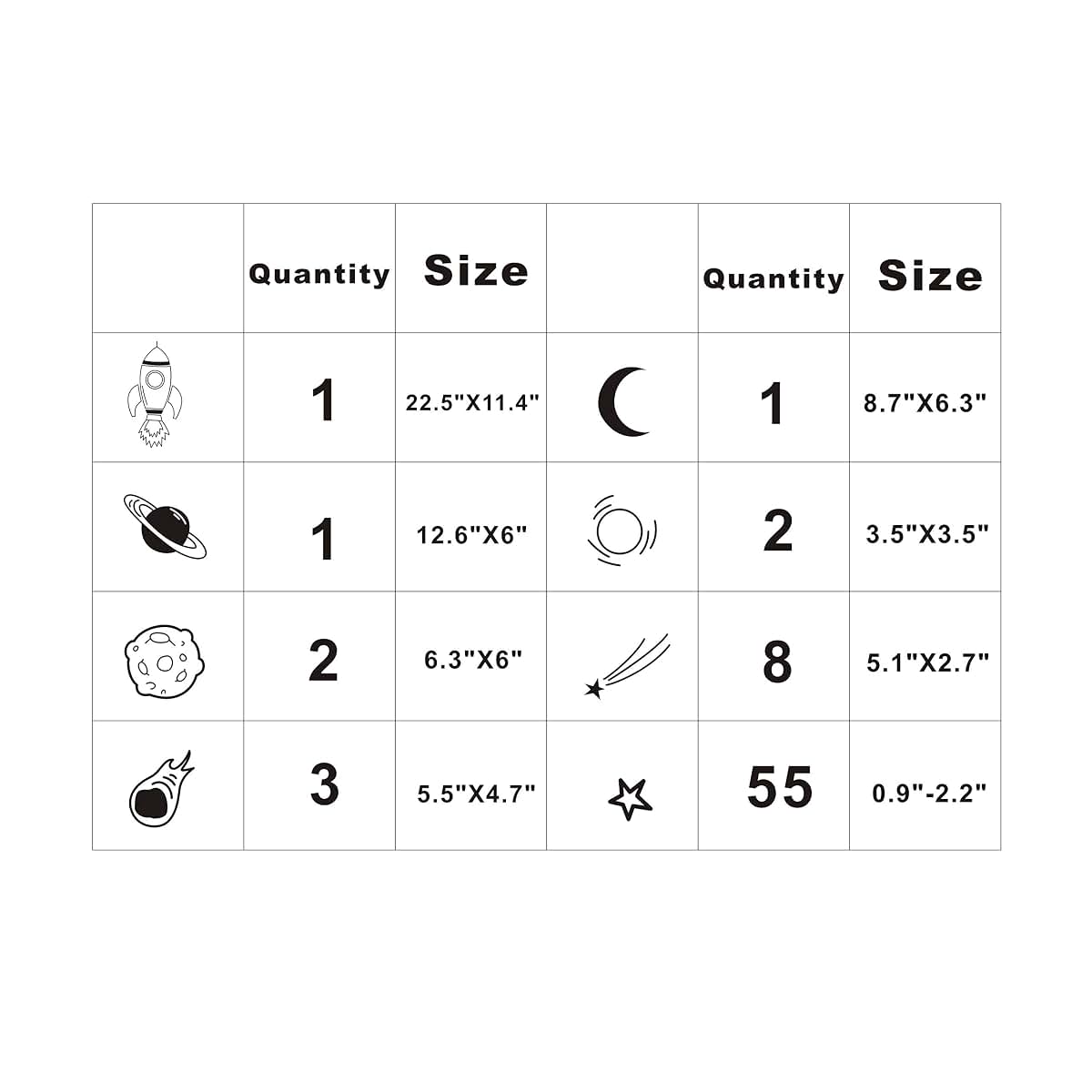 Dycica Rocket and Space Ship Nursery Wall Decals