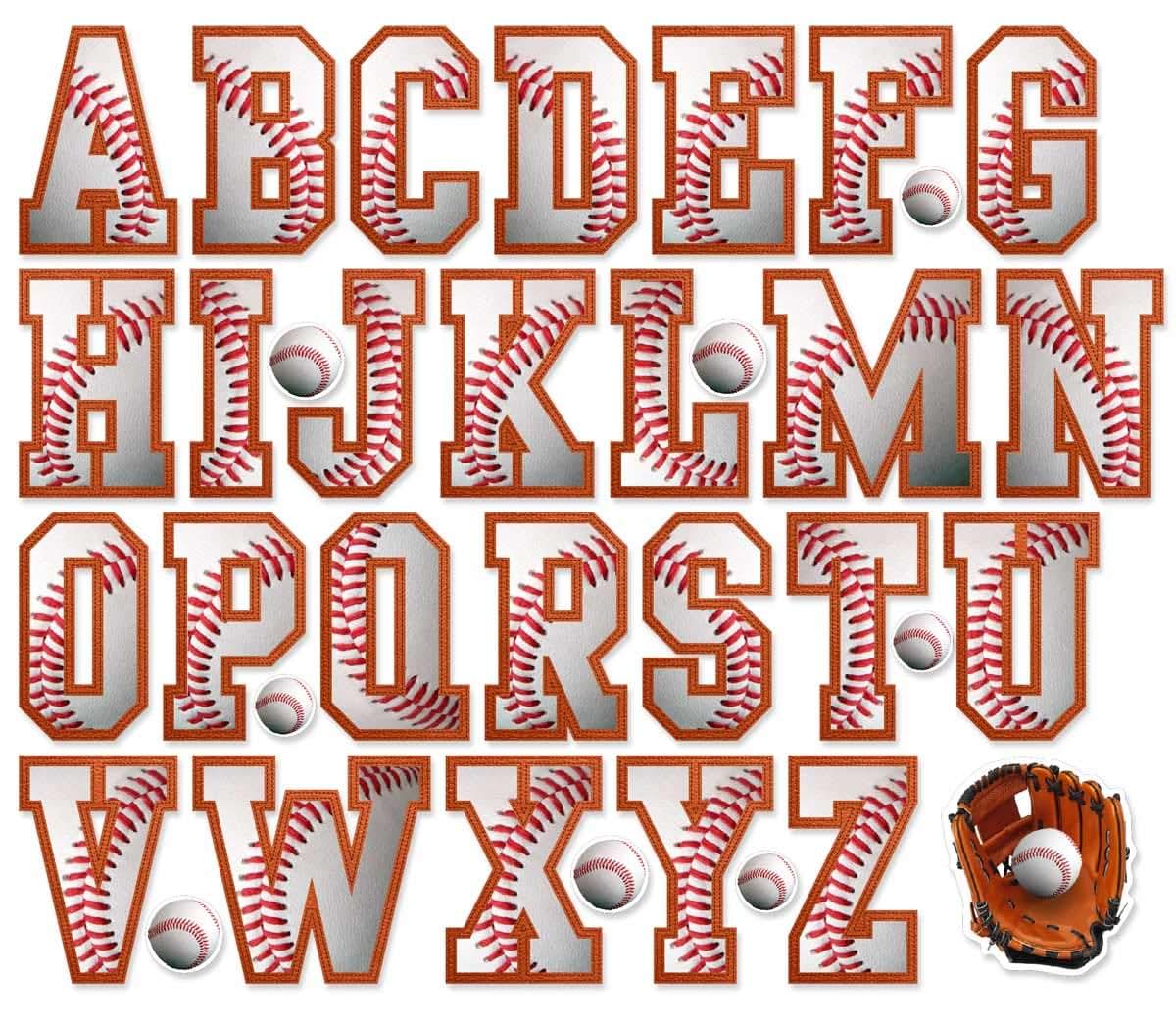 Pro-Tuff Decals Baseball Letters Alphabet Wall Stickers