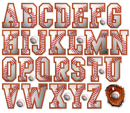 Pro-Tuff Decals Baseball Letters Alphabet Wall Stickers