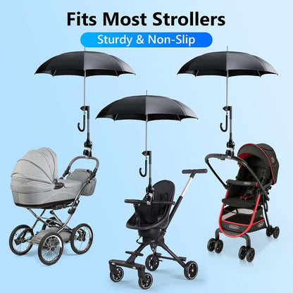 Umbrella Holder For Stroller Chair 360° Adjustable Clamp Mount