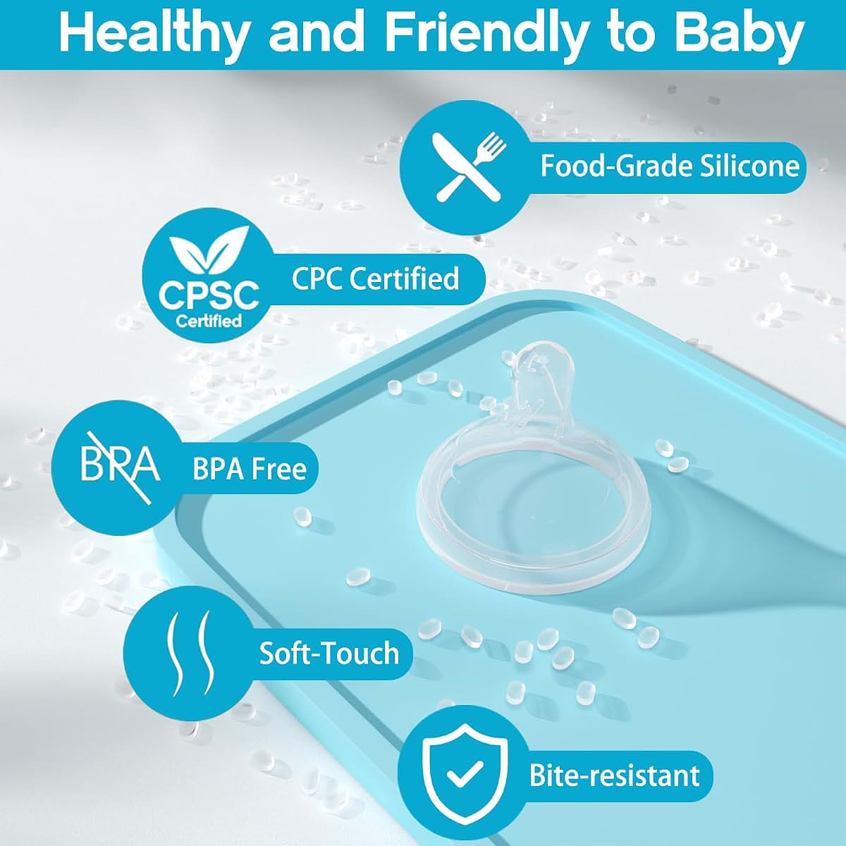 Cathill Silicone Baby Nipple for Dr Brown's Wide-Neck Bottles, Slow Flow Level 1, 6-Pack, 0m+