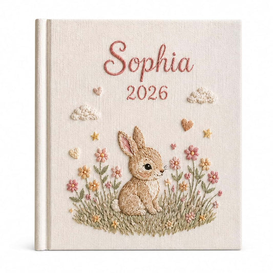 MDPrints Global Personalized Baby Photo Album, Hand Embroidered First Year Keepsake Book (Book 06)