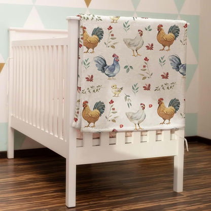 Kastlee Vintage Chicken Floral Baby Blanket