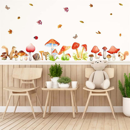 BabyOneStop Watercolor Mushroom Wall Decals Peel and Stick Kids Nursery Decor
