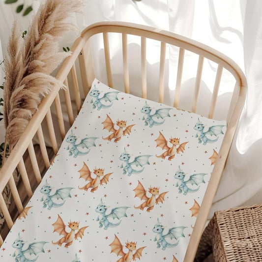 Wicbfdfv Fairytale Dragon Fitted Crib Sheet