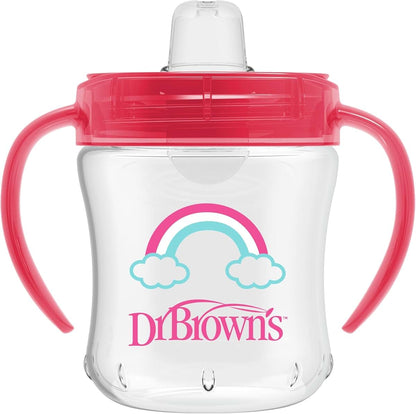 Dr. Brown's Milestones Soft Spout Sippy Cup with Handles - Pink Rainbow Pack of 12