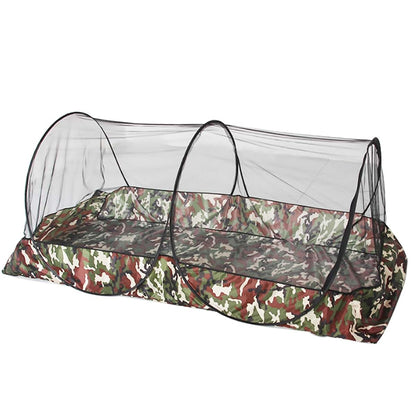 CMINGJ Portable Pop-Up Mosquito Net, Foldable Travel Bed Net with Bottom Zipper, Black & Camouflage