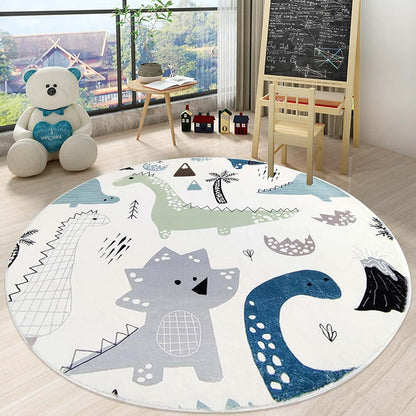 Lacomfy Kids 5Ft Round Dinosaur Rug