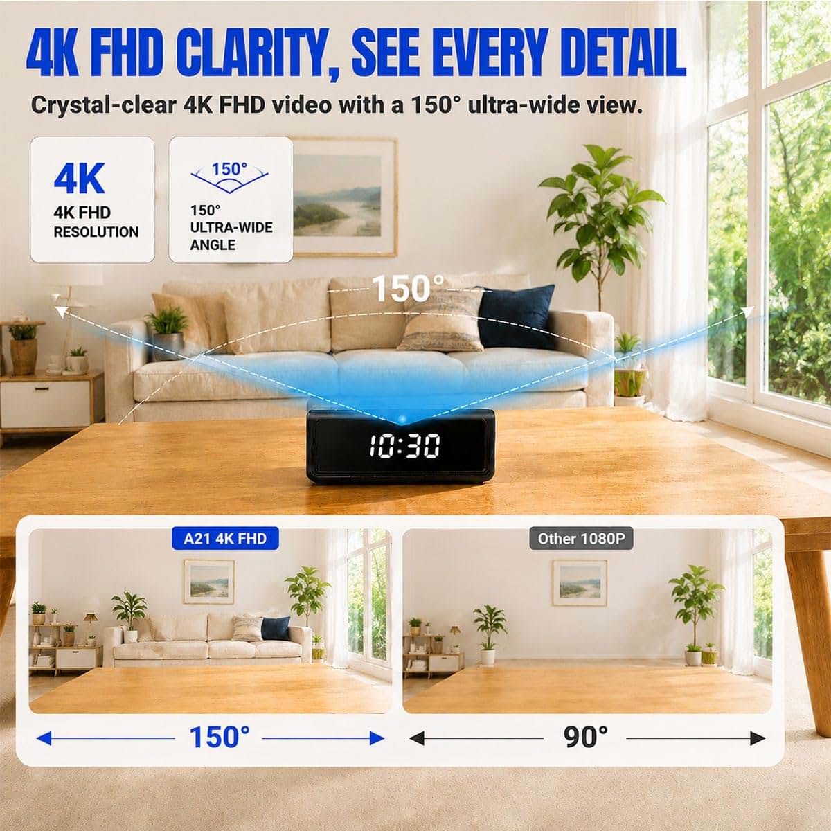 Amzcev A21 Smart Clock Camera With 4K Video And 150° Wide-Angle Lens (photo 4)