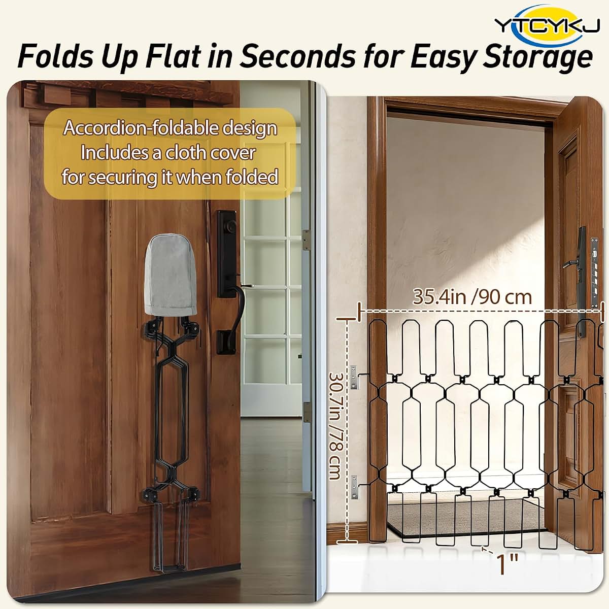 BabyOneStop Retractable Pet Gate For Front Door 35.4" Extra Wide 30.7" Tall