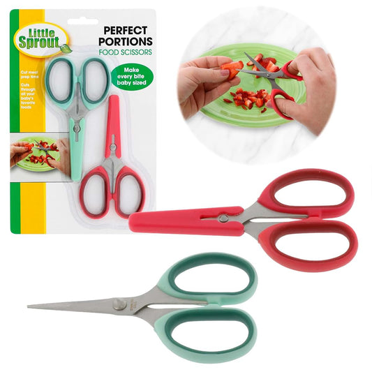 sprout cups Baby Food Scissors 2 Pack w Covers, Stainless Steel Safety Shears