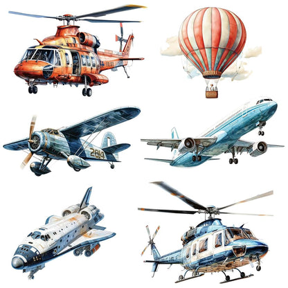 RW-JDFX Airplane and Hot Air Balloon Wall Decals Peel and Stick Vinyl Decor for Nursery