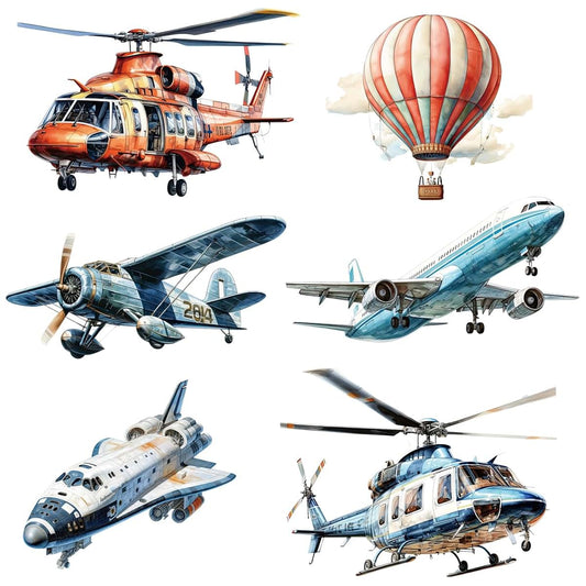 RW-JDFX Airplane and Hot Air Balloon Wall Decals Peel and Stick Vinyl Decor for Nursery