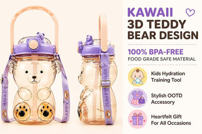 DegoCython Bear Cup | Large Capacity Kids Water Bottle with Handle