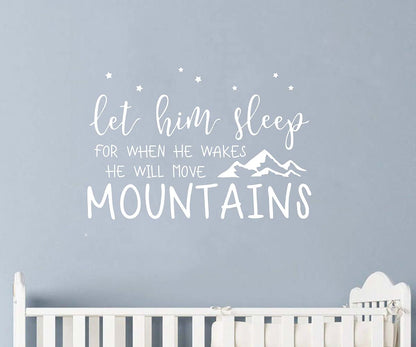 Wall Decal Kids Let Him Sleep Quote Vinyl Wall Sticker Small White