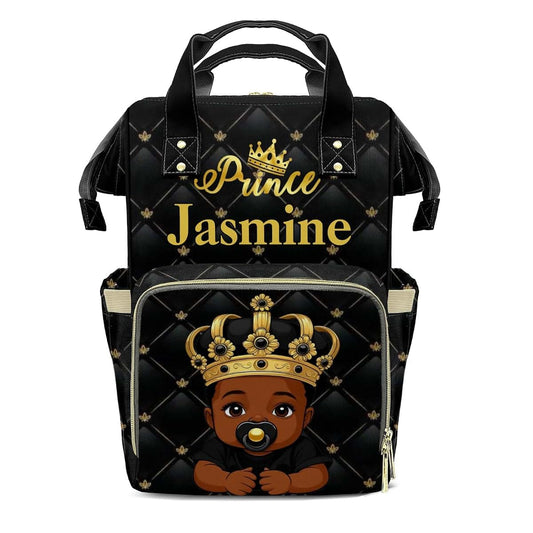 TailorYYCustomZ Custom Name Diaper Bag, Black Cute Boy Waterproof Insulated Baby Bag