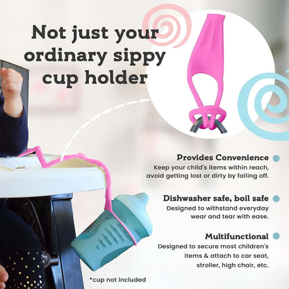 Brilli Baby Cup Catcher Tether Strap in Pink (photo 2)
