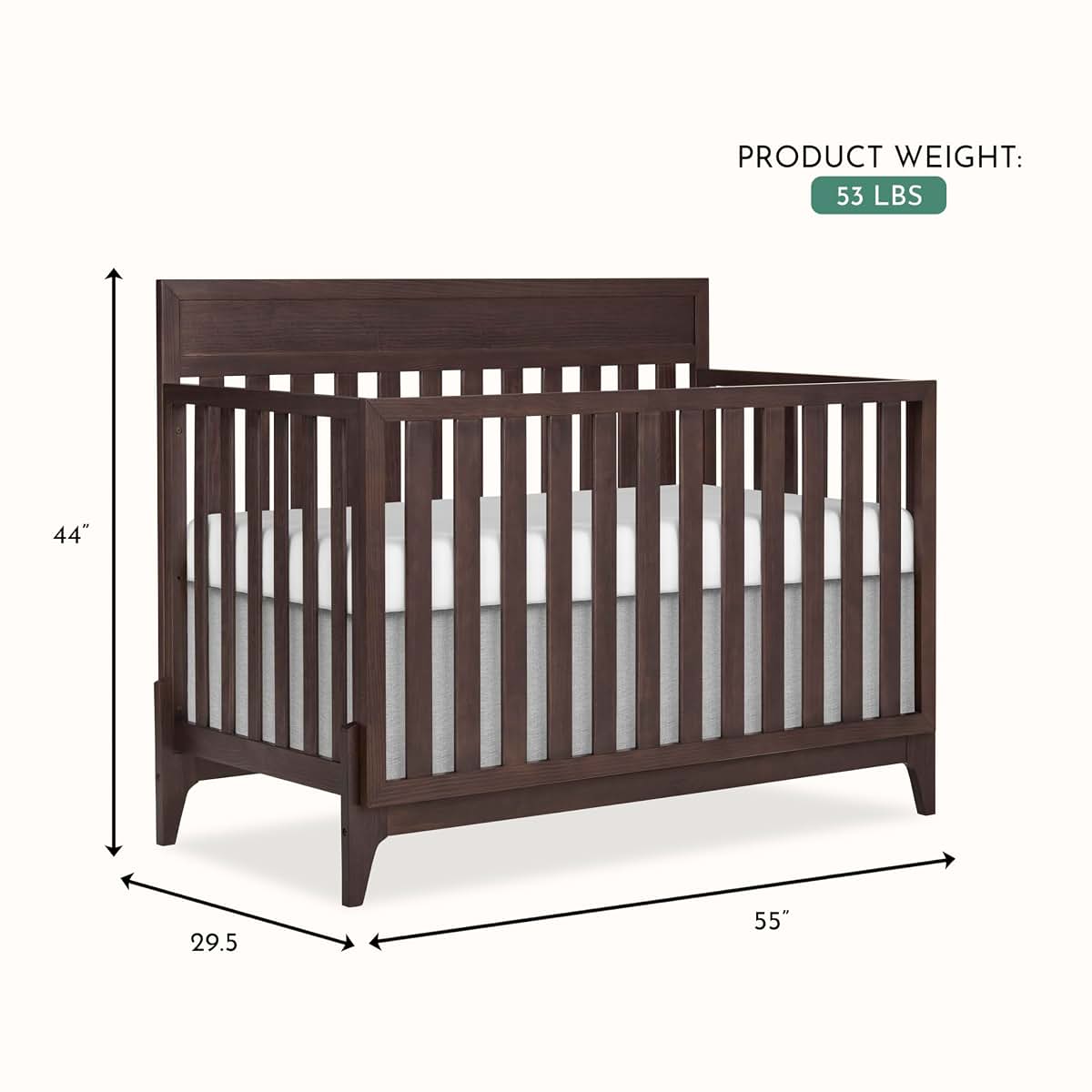 Evolur Atlas 5-in-1 Convertible Full-Size Baby Crib in Chestnut (photo 3)