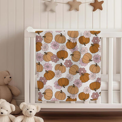 Cstdyfrv Vintage Pumpkin Boho Floral Baby Blanket (photo 4)