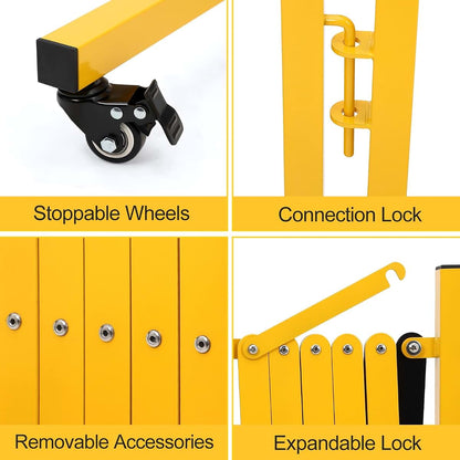 Towallmark Expandable Metal Barricade, 16FT Folding Security Gate with Wheels, Retractable Driveway Gate, Flexible (photo 3)