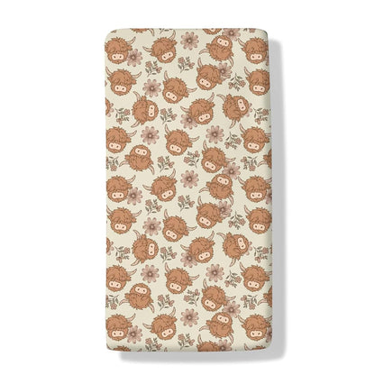 Cstdyfrv Boho Highland Cow Fitted Crib Sheet For Standard Mattresses