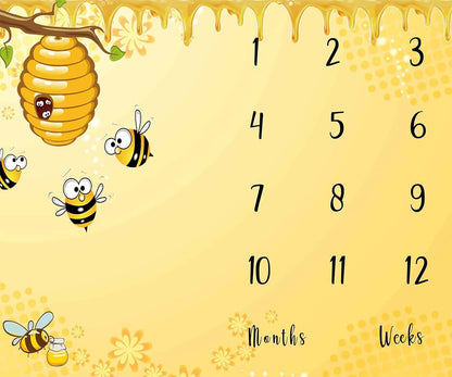 Honeycomb Bee Milestone Blanket for Newborn Photography and Growth Tracking