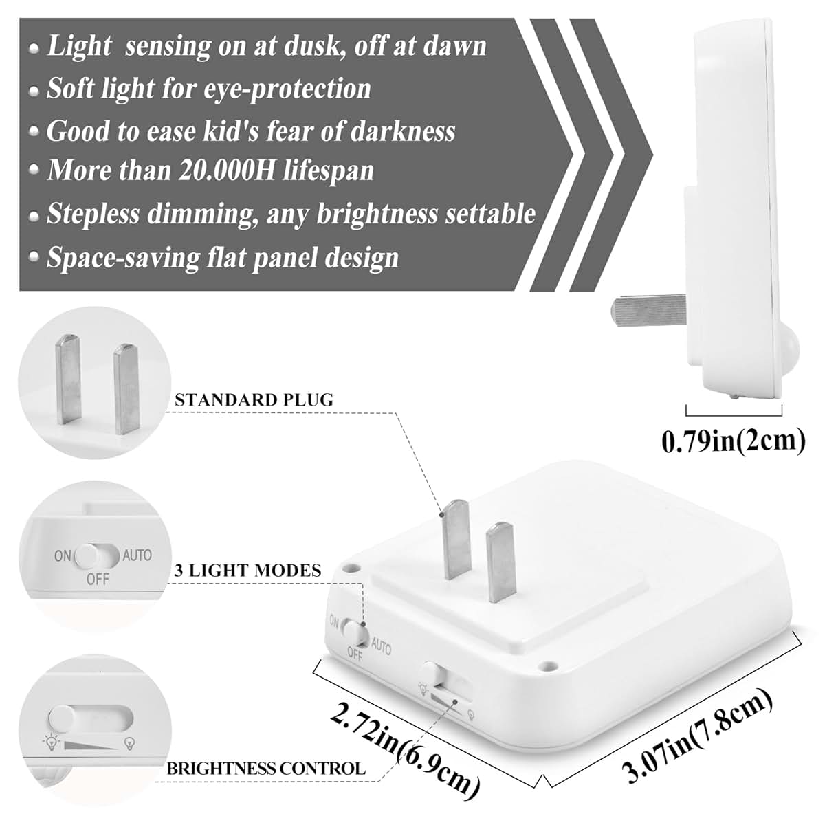 Qilmy Highland Cow Plug-in LED Nightlight, 2 Pack Auto Sensor Lighting