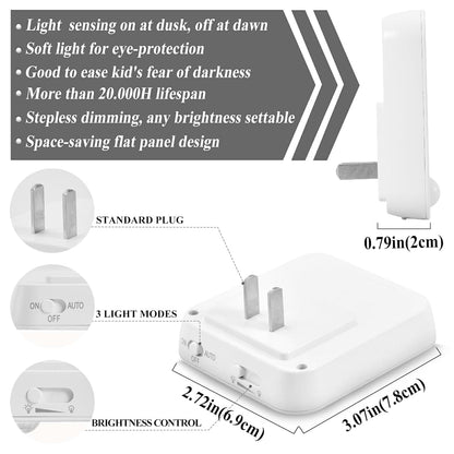 Qilmy Highland Cow Plug-in LED Nightlight, 2 Pack Auto Sensor Lighting